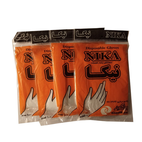 دستکش یکبار مصرف نیکا کد 4488400 چهار بسته 100 عددی